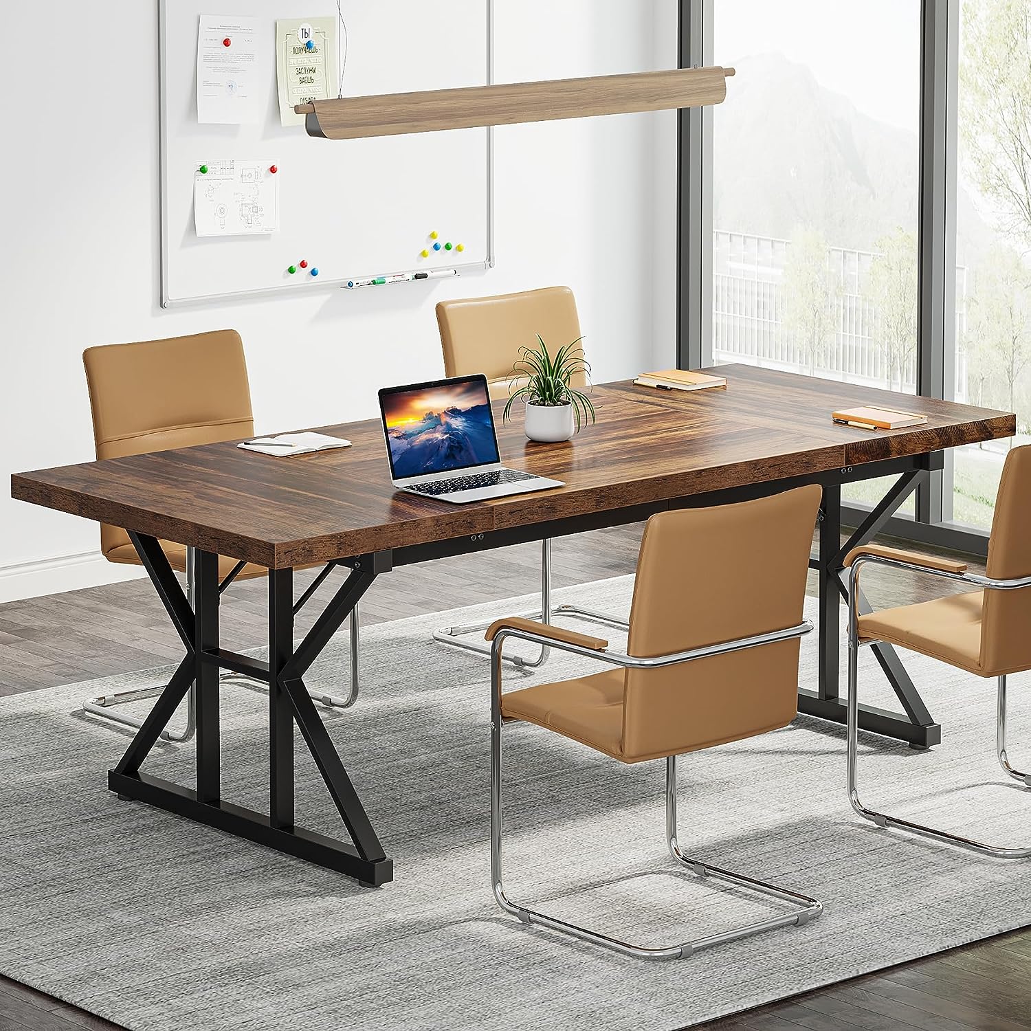 Tribesigns Conference Table, 6FT Rectangle Meeting Room Table Executive Desk Tribesigns